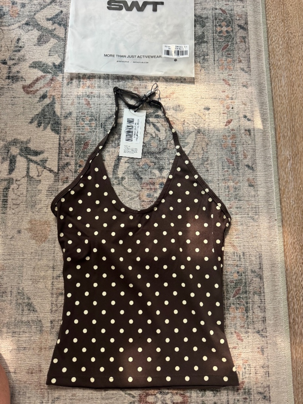 New SWT FLX halter camo bittersweet dotty brown polka dot small